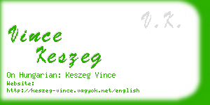 vince keszeg business card